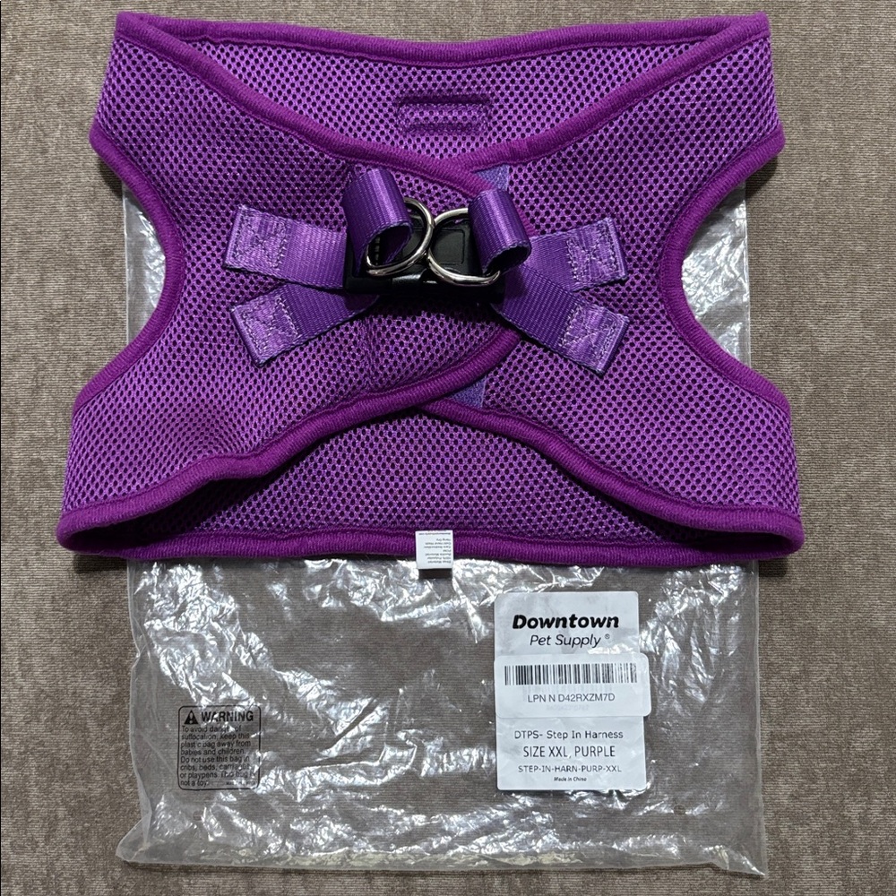 Downtown Purple Mesh Step-in Pet Harness, size XXL, NWT.